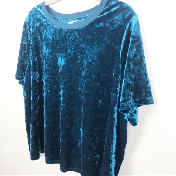 AVA & VIV | Deep Turquoise Velvet Short Sleeve Top Women’s Plus Size 2X - Picture 4 of 9